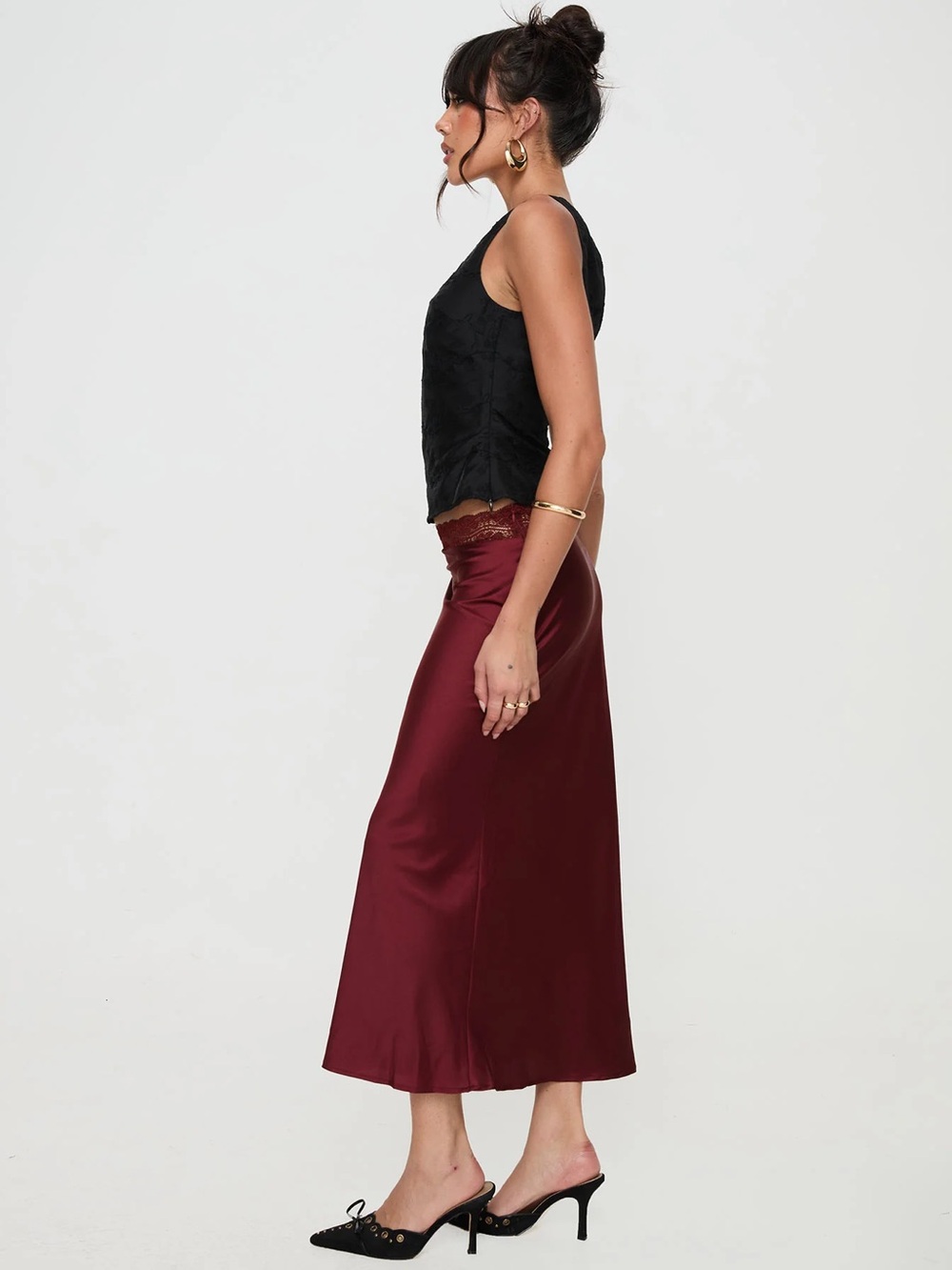 Princess Polly The Charmaine Maxi Skirt Burgundy - Picture 3 of 14